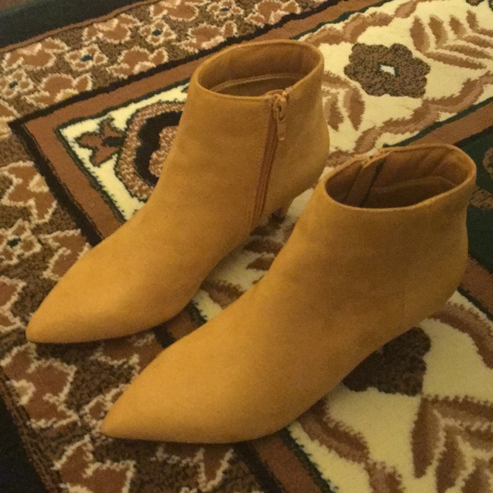 Mustard yellow two inch heels